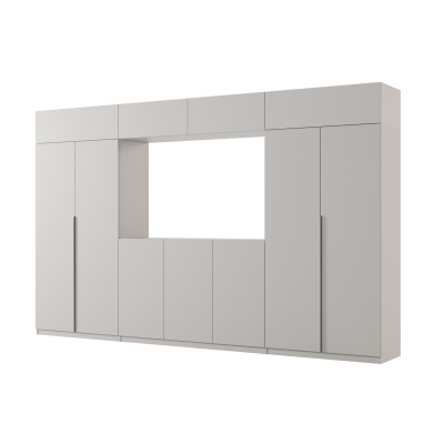 copy of Elegant Wall Unit with wardrobes, cabinets, TV shelf, width 380 cm - DAKO