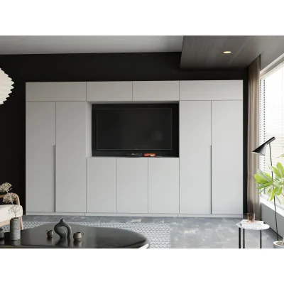 Stylowa meblościanka ze strefą RTV 385×240 cm Szary New York - ATRIUM