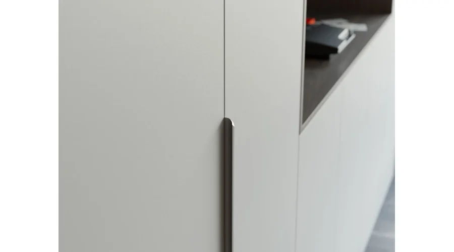 Stylowa meblościanka ze strefą RTV 385×240 cm Szary New York Dąb Dunin - ATRIUM