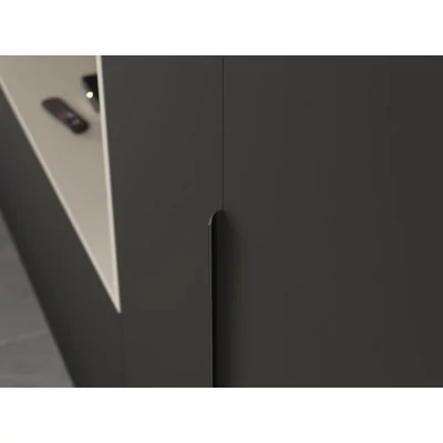 Minimalistyczna meblościanka z strefą RTV 350×240 cm Dąb Carpenter Jasny Czarny Onyx - HORIZON