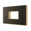 Minimalistyczna meblościanka z strefą RTV 350×240 cm Dąb Carpenter Jasny Czarny Onyx - HORIZON