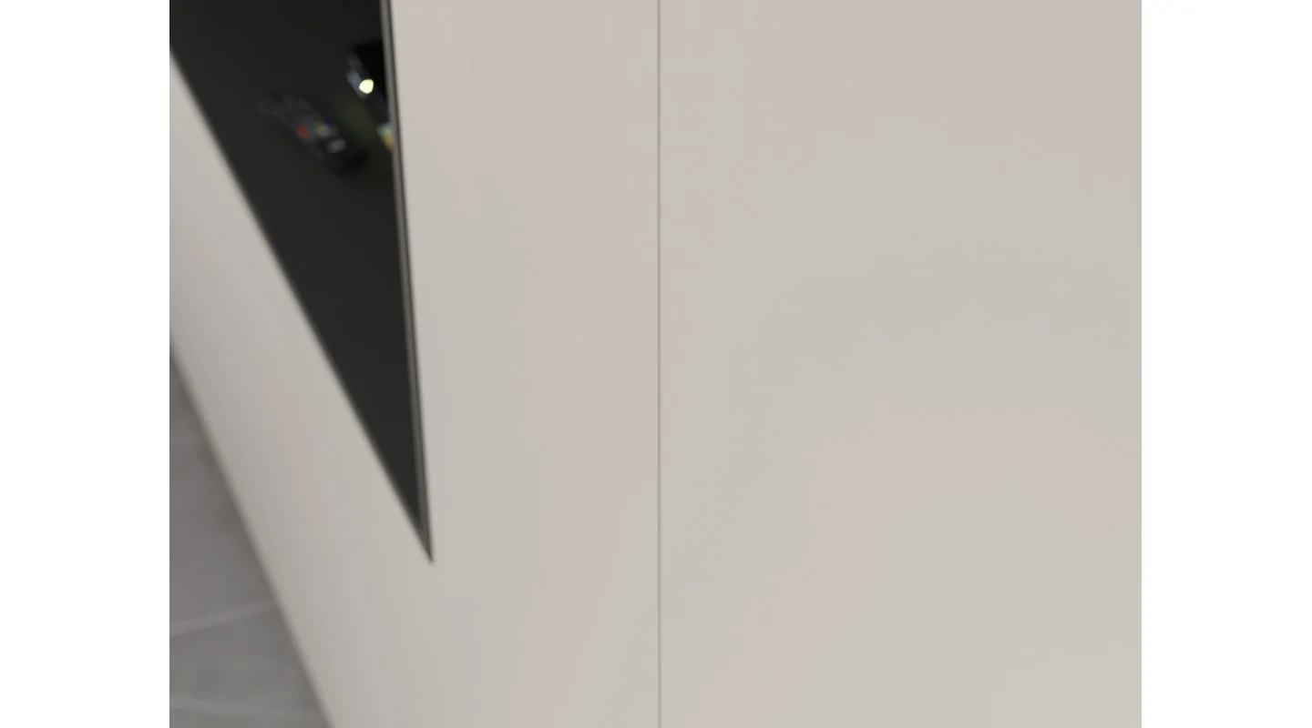 Minimalistyczna meblościanka z strefą RTV 350×240 cm Dąb Grand Kaszmirowy Beż - HORIZON