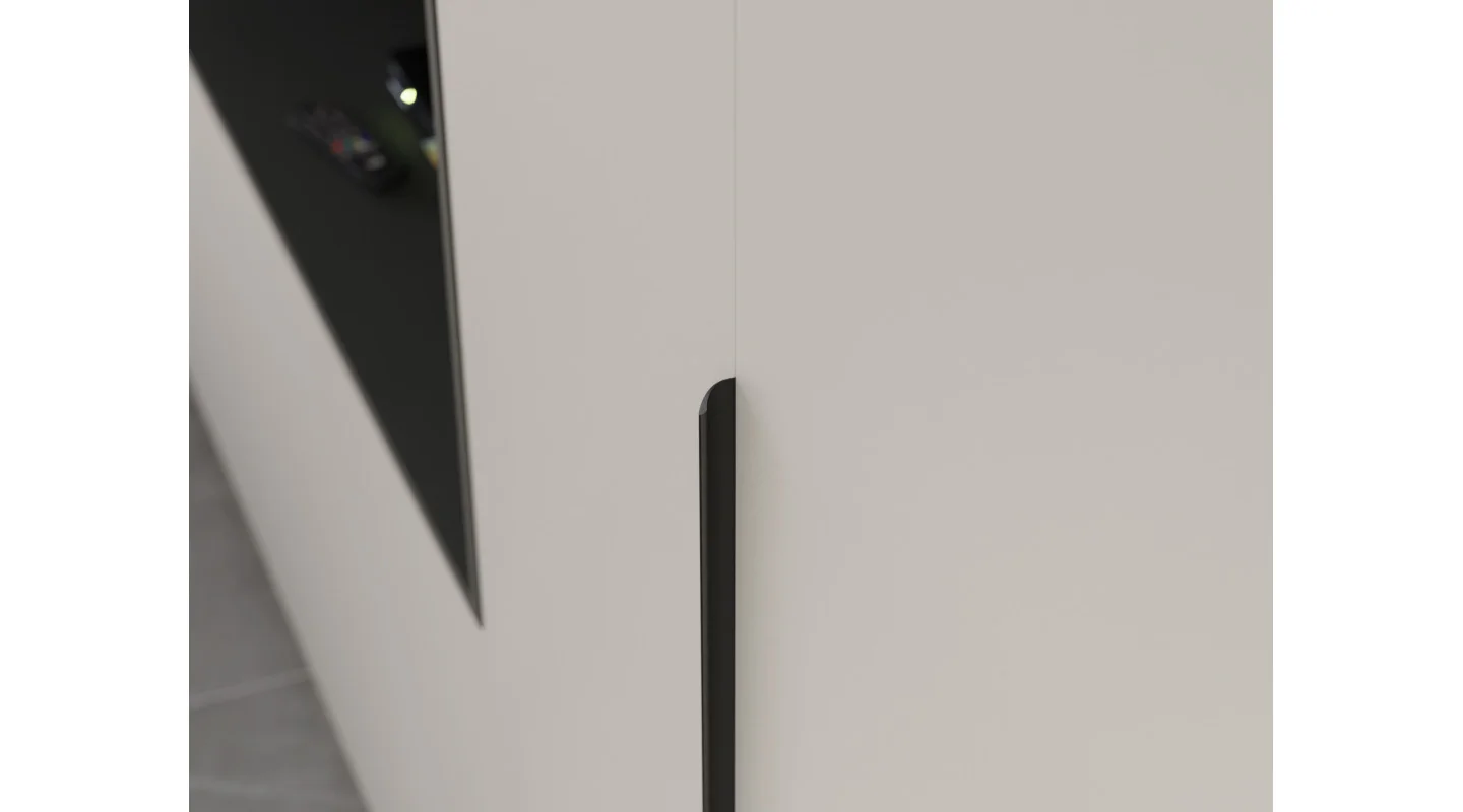 Minimalistyczna meblościanka z strefą RTV 350×240 cm Dąb Grand Kaszmirowy Beż - HORIZON
