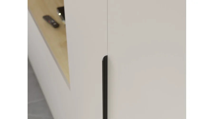 Minimalistyczna meblościanka z strefą RTV 350×240 cm Dąb Grand Kaszmirowy Beż - HORIZON