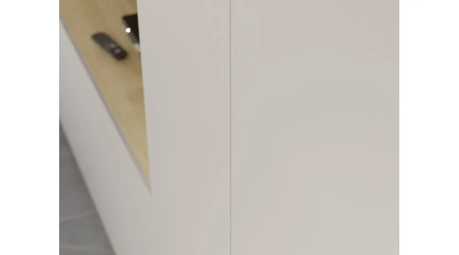 Minimalistyczna meblościanka z strefą RTV 350×240 cm Dąb Grand Kaszmirowy Beż - HORIZON