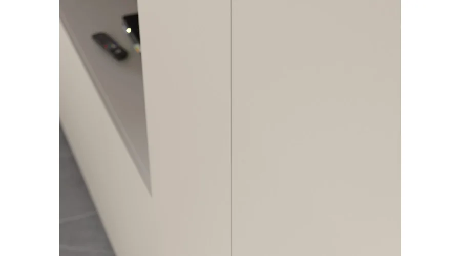 Minimalistyczna meblościanka z strefą RTV 350×240 cm Kaszmirowy Beż - HORIZON