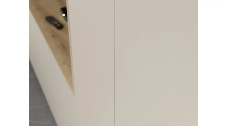 Minimalistyczna meblościanka z strefą RTV 350×240 cm Kaszmirowy Beż - HORIZON