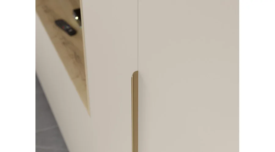 Minimalistyczna meblościanka z strefą RTV 350×240 cm Kaszmirowy Beż - HORIZON