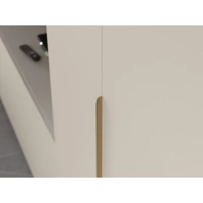 Minimalistyczna meblościanka z strefą RTV 350×240 cm Kaszmirowy Beż - HORIZON