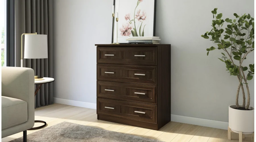 Kompaktowa komoda z 4 szufladami 80 cm Sonoma Ciemna – Nano Kompaktowa komoda z 4 szufladami 80 cm Sonoma Ciemna – Nano