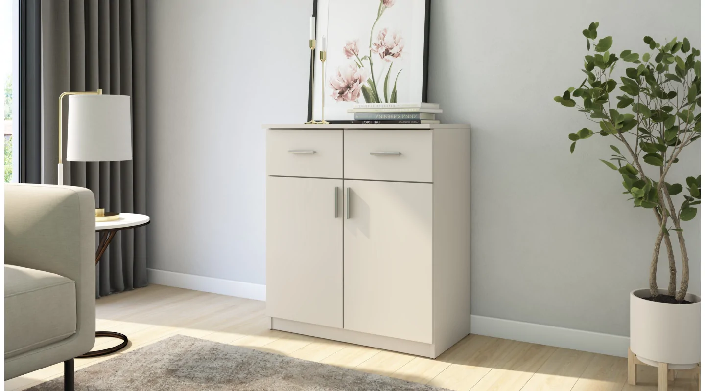 Komoda z drzwiczkami i szufladami 80 cm Biel – Optima