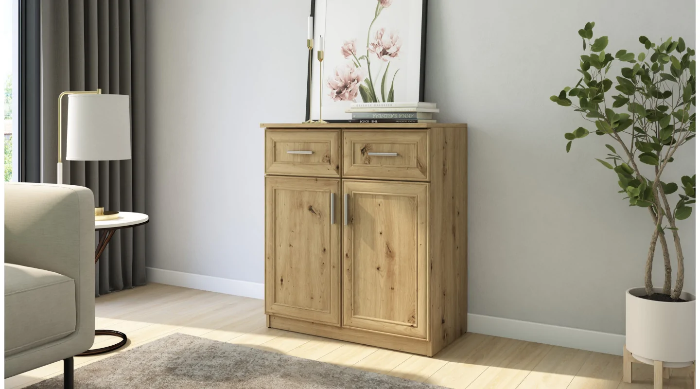 Komoda z drzwiczkami i szufladami 80 cm Biel – Optima