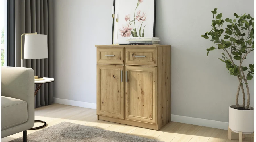 Komoda z drzwiczkami i szufladami 80 cm Biel – Optima