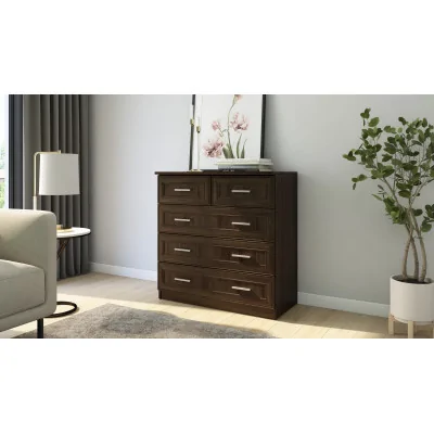 Wysoka komoda z 5 szufladami 90 cm Sonoma Ciemna – Marsylia