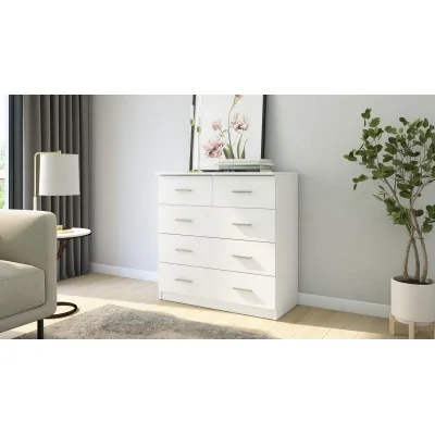 Wysoka komoda z 5 szufladami 90 cm Biel – Marsylia
