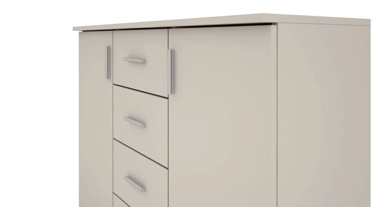 Mała komoda z szufladami i szafkami 120 cm Kolor Sonoma Jasna – Kinga Mała komoda z szufladami i szafkami 120 cm Kolor Sonoma Jasna – Kinga