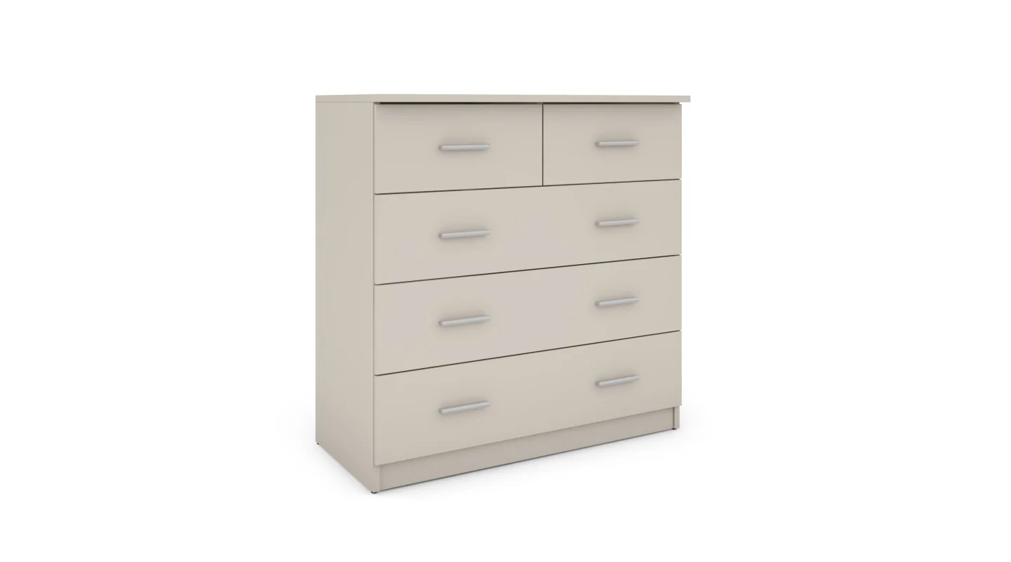 Wysoka komoda z 5 szufladami 90 cm Biel – Marsylia