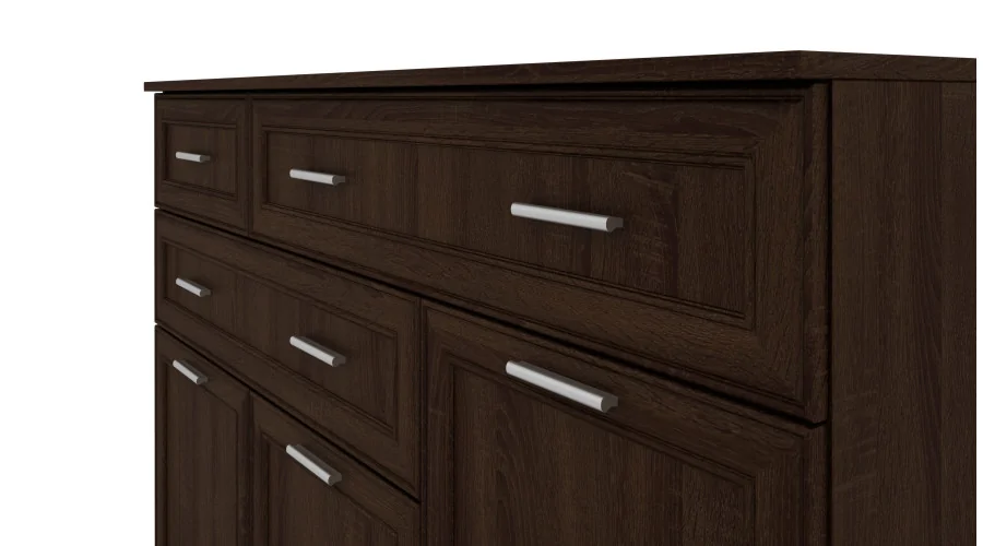 Duża komoda do salonu z szafkami i dużą liczbą szuflad 150 cm Sonoma Ciemna – Grande Duża komoda do salonu z szafkami i dużą liczbą szuflad 150 cm Sonoma Ciemna – Grande