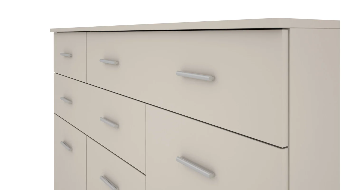 Duża komoda do salonu z szafkami i dużą liczbą szuflad 150 cm Sonoma Ciemna – Grande Duża komoda do salonu z szafkami i dużą liczbą szuflad 150 cm Sonoma Ciemna – Grande