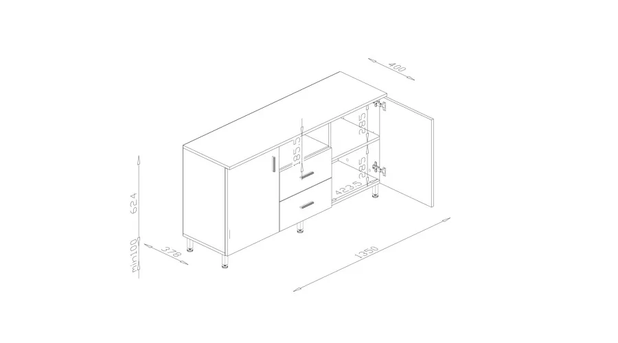 Szafka RTV 135 cm śnieżna biel – Compact | eMeblast