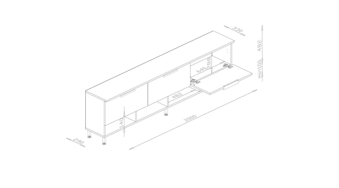 Komoda RTV 200 cm - Szafka pod telewizor biała- Alto | e-Meblast