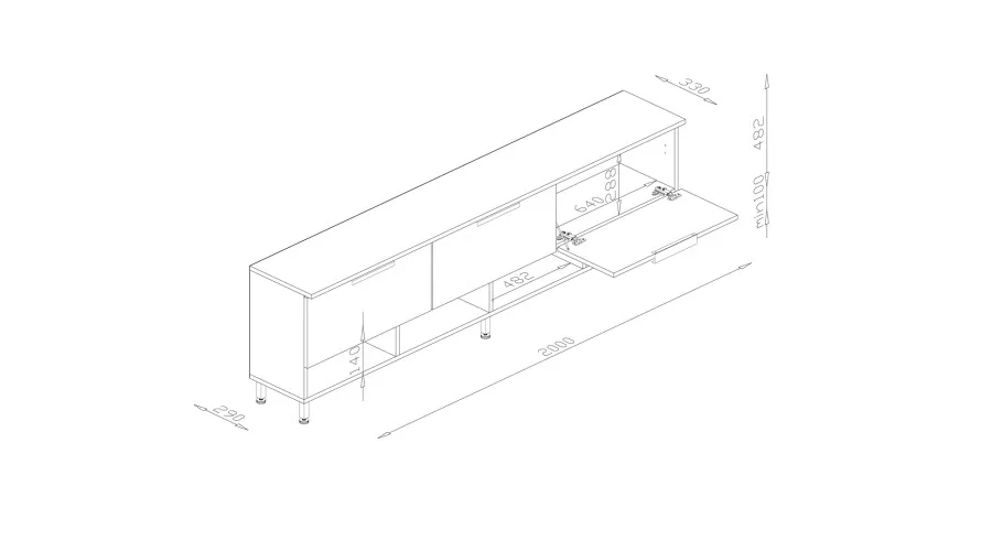 Komoda RTV 200 cm - Szafka pod telewizor biała- Alto | e-Meblast