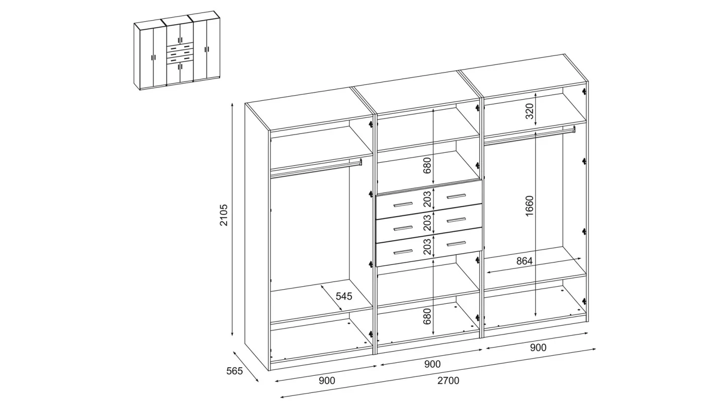 Szafa 270x210 cm biała – Vireon | eMeblast