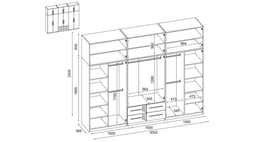 Szafa 300x240 cm biała – Alturo | eMeblast