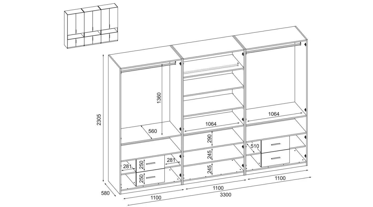 Szafa 330x230 cm szary platynowy dąb lefkas – Expono | eMeblast