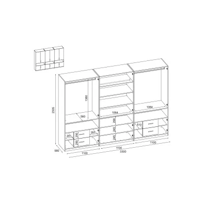 Szafa 330x230 cm biała lustro – Expono | eMeblast
