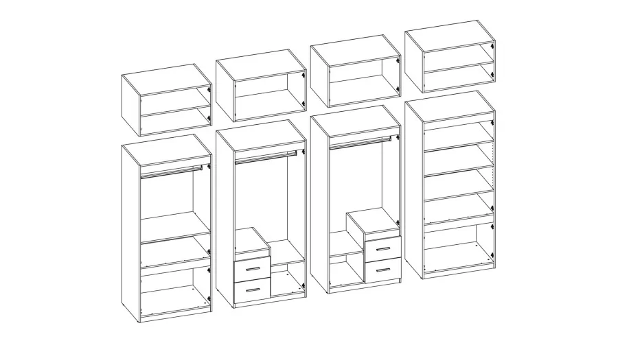 Szafa 340x240 cm jodełka scandi lustro – Maxora | eMeblast