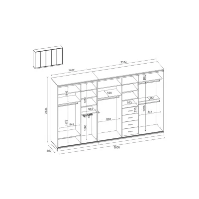 Szafa 380x240 cm biel – Melvio | eMeblast Szafa 380x240 cm biel – Melvio | eMeblast