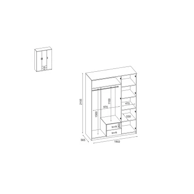 Szafa 150x210 cm dąb lefkas lustro – Sento | eMeblast