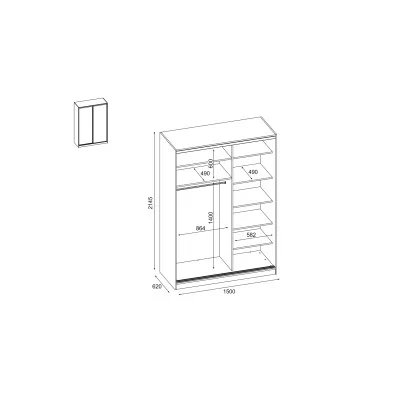 Szafa przesuwna 150x215 cm biel / dąb sonoma jasna – Selto | eMeblast