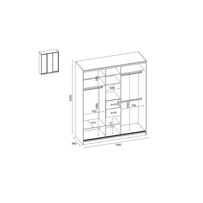 Szafa przesuwna 190x230 cm dąb Lindberg / szara z lustrem – Calvero | eMeblast