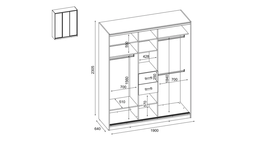 Szafa przesuwna 190x230 cm dąb Lindberg / szara z lustrem – Calvero | eMeblast