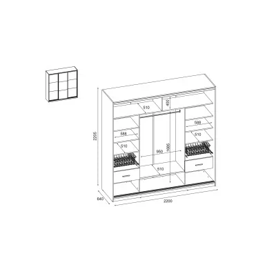 Szafa przesuwna 220x220 cm biel / dąb sonoma jasna z lustrem – Norvello | eMeblast