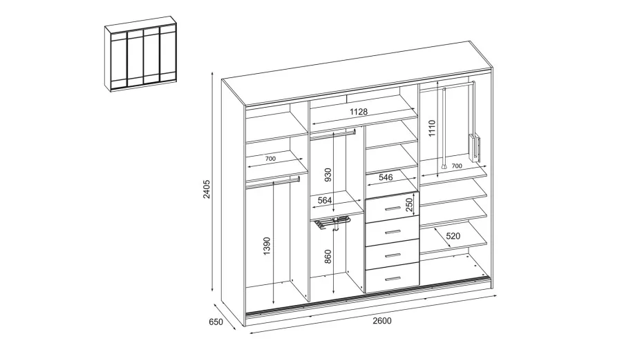 Szafa przesuwna 260x240 cm dąb Lefkas – Maxdoro | eMeblast
