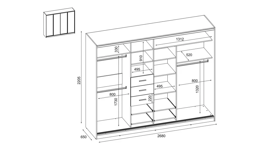 Szafa przesuwna 268x220 cm dąb Lorenzo – Virello | eMeblast