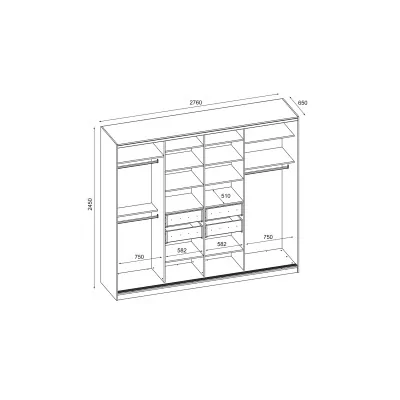 Szafa przesuwna 276x244 cm wiśnia Porto z 2 lustrami – Arvenzo | eMeblast
