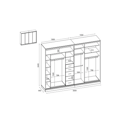 Szafa przesuwna 300x244 cm dąb lindberg 2 lustra - Grandero | eMeblast