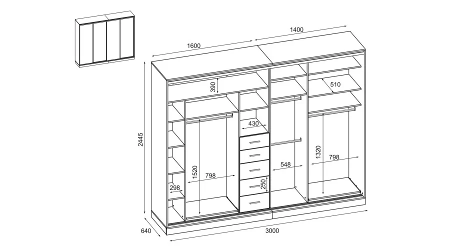 Szafa przesuwna 300x244 cm orzech okapi - Grandero | eMeblast