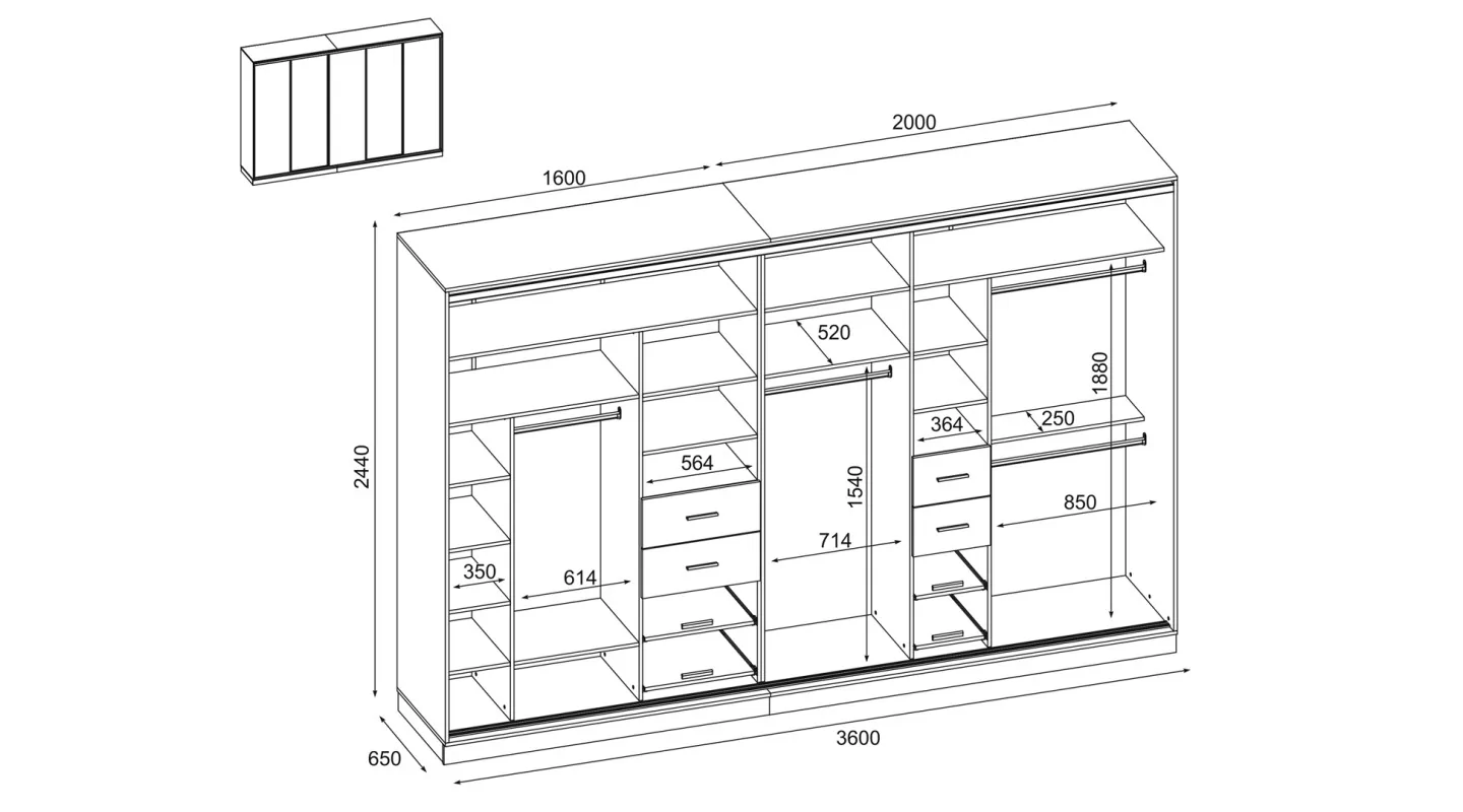 Szafa przesuwna 360x244 cm biel czarny 2 lustra - Torvello | eMeblast