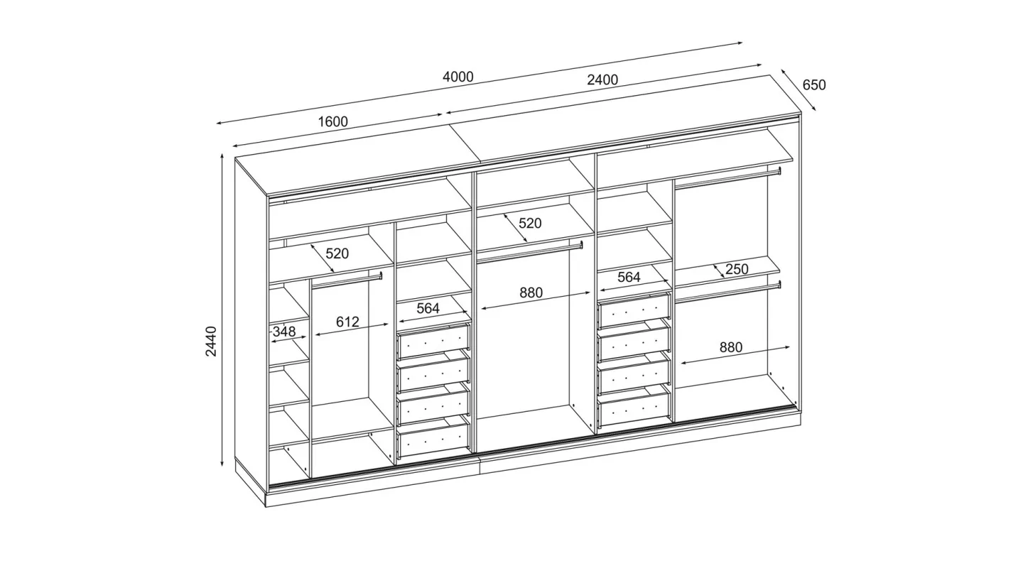 Szafa przesuwna 400x244 cm biel /jodełka scandi - Velaro | eMeblast