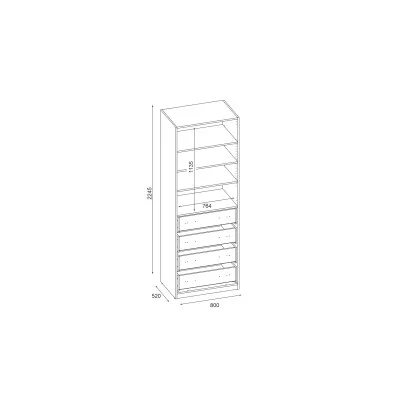 Szafa modułowa 80x225 cm z półkami i szufladami - System MAX Premium
