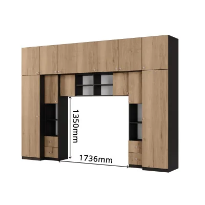 Zabudowa sypialni 394x225 cm 2 lustra czarny onyx dąb Halifax – Sena | eMeblast Zabudowa sypialni 394x225 cm 2 lustra czarny onyx dąb Halifax – Sena | eMeblast