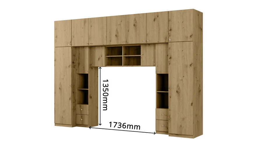 Zabudowa do sypialni 394x225 cm dąb Artisan – Sena