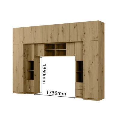 Zabudowa sypialni 394x225 cm 2 lustra dąb Artisan – Sena | eMeblast