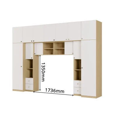 Zabudowa sypialni 394x225 cm 2 lustra dąb Baltic Dune biel – Sena | eMeblast