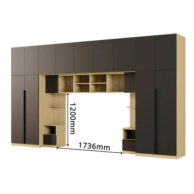 Zabudowa sypialni 394x225 cm dąb Baltic Dune czarny onyx lustro Tip-On – Jula | eMeblast Zabudowa sypialni 394x225 cm dąb Baltic Dune czarny onyx lustro Tip-On – Jula | eMeblast